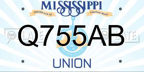 Q755AB Mississippi License Plate