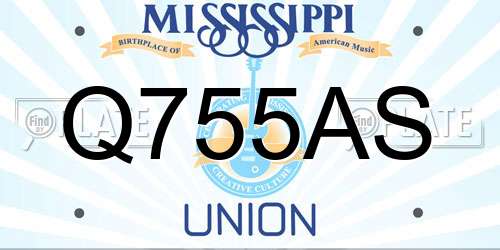 Q755AS Mississippi License Plate