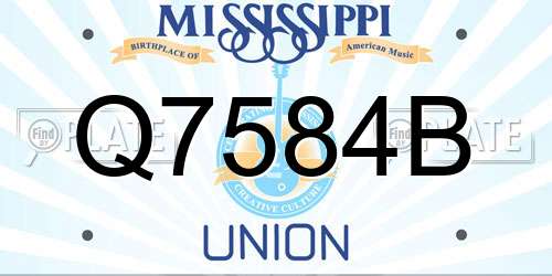 Q7584B Mississippi License Plate