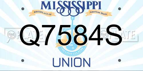 Q7584S Mississippi License Plate