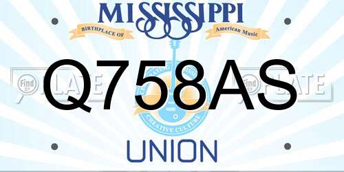 Q758AS Mississippi License Plate