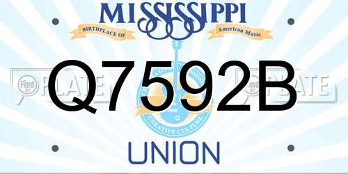Q7592B Mississippi License Plate