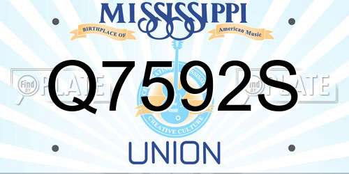 Q7592S Mississippi License Plate