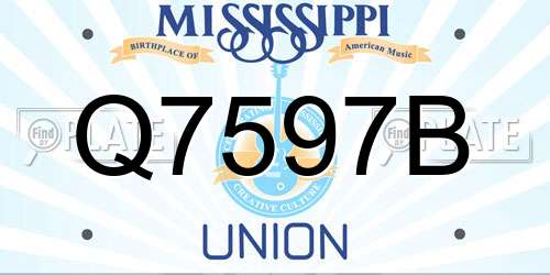 Q7597B Mississippi License Plate