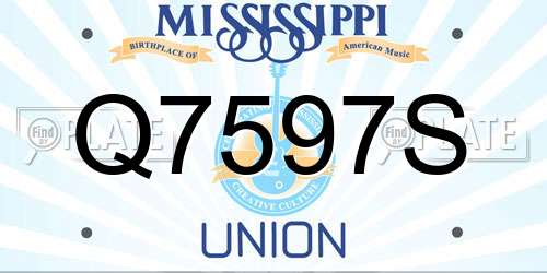 Q7597S Mississippi License Plate