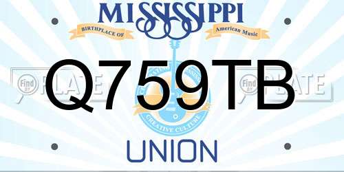 Q759TB Mississippi License Plate