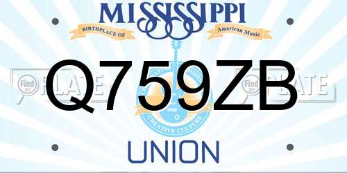 Q759ZB Mississippi License Plate