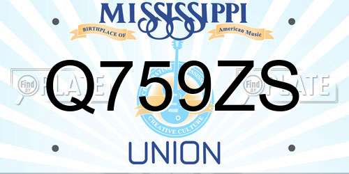 Q759ZS Mississippi License Plate