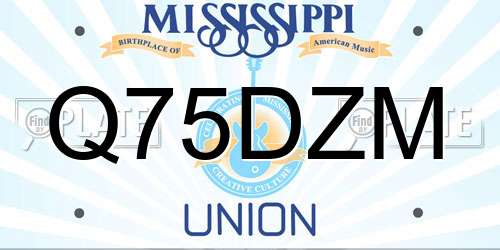 Q75DZM Mississippi License Plate