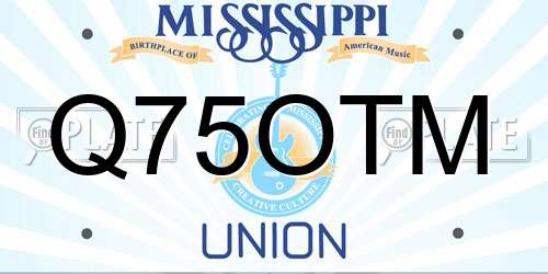 Q75OTM Mississippi License Plate