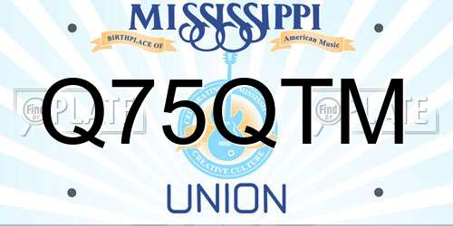 Q75QTM Mississippi License Plate