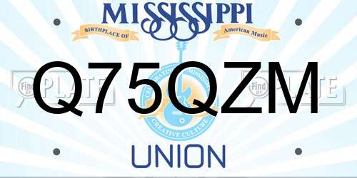 Q75QZM Mississippi License Plate