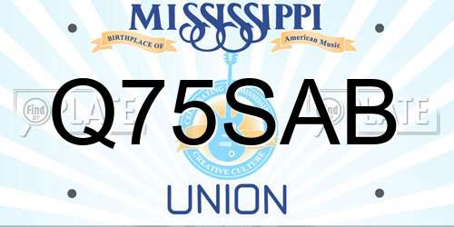 Q75SAB Mississippi License Plate
