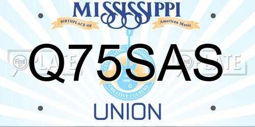 Q75SAS Mississippi License Plate
