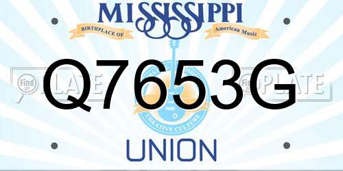 Q7653G Mississippi License Plate