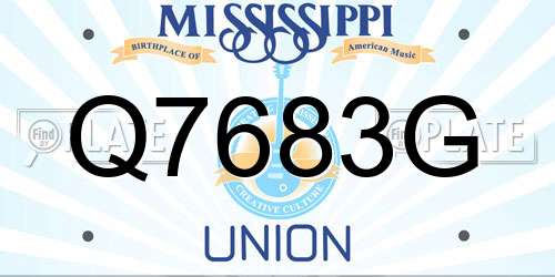 Q7683G Mississippi License Plate