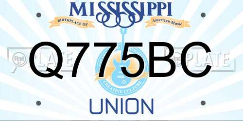 Q775BC Mississippi License Plate