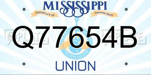 Q77654B Mississippi License Plate
