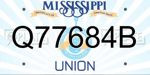 Q77684B Mississippi License Plate