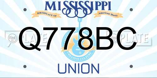 Q778BC Mississippi License Plate