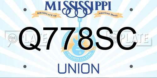 Q778SC Mississippi License Plate