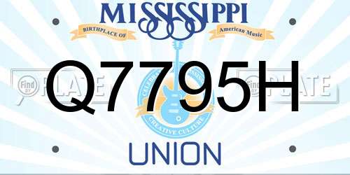 Q7795H Mississippi License Plate