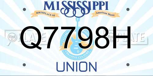 Q7798H Mississippi License Plate