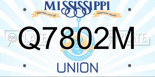 Q7802M Mississippi License Plate