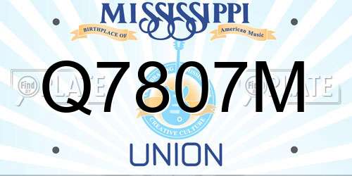 Q7807M Mississippi License Plate
