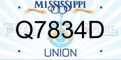 Q7834D Mississippi License Plate