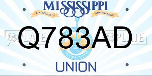 Q783AD Mississippi License Plate