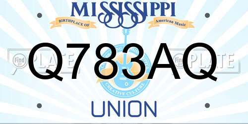 Q783AQ Mississippi License Plate