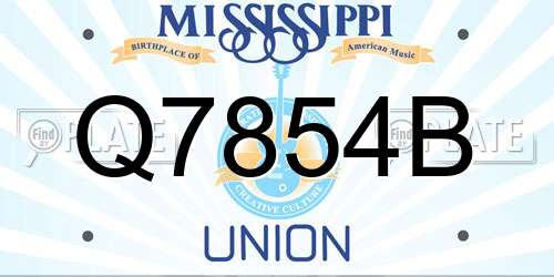 Q7854B Mississippi License Plate