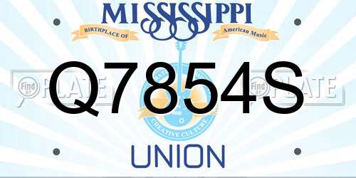 Q7854S Mississippi License Plate