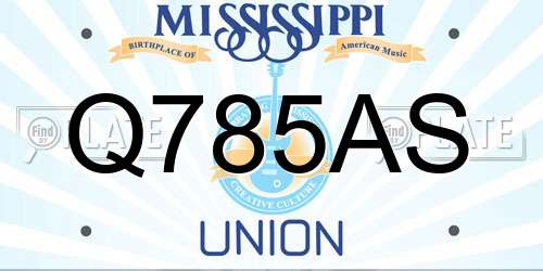 Q785AS Mississippi License Plate