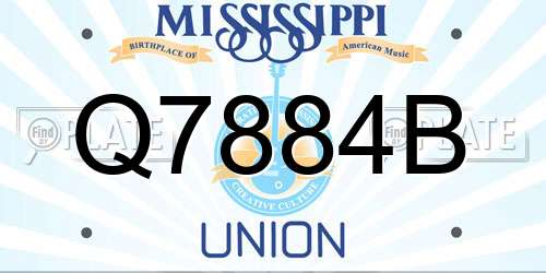 Q7884B Mississippi License Plate