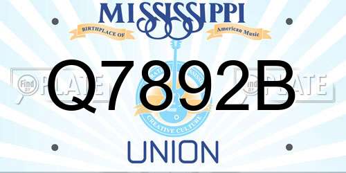 Q7892B Mississippi License Plate