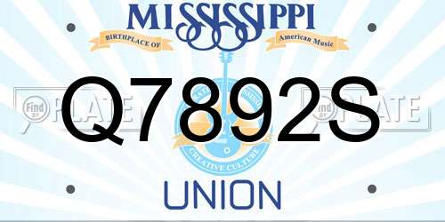 Q7892S Mississippi License Plate