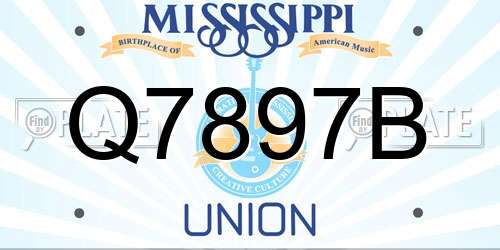 Q7897B Mississippi License Plate