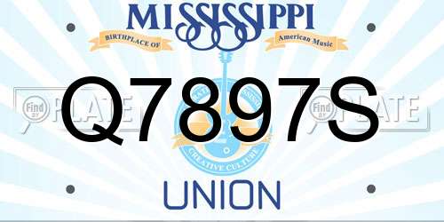 Q7897S Mississippi License Plate