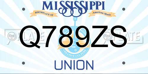Q789ZS Mississippi License Plate
