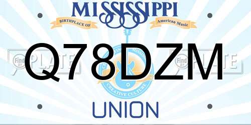 Q78DZM Mississippi License Plate