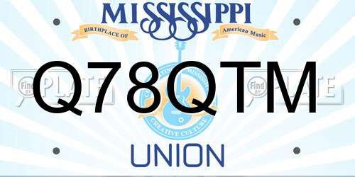 Q78QTM Mississippi License Plate