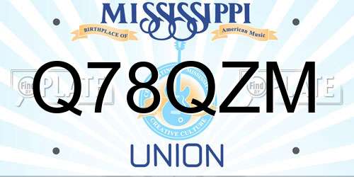 Q78QZM Mississippi License Plate