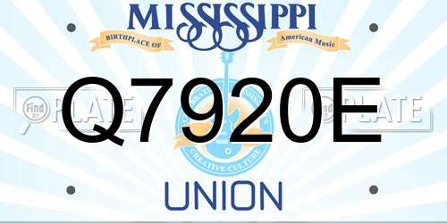 Q7920E Mississippi License Plate