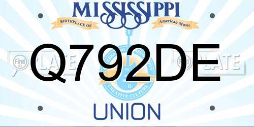 Q792DE Mississippi License Plate