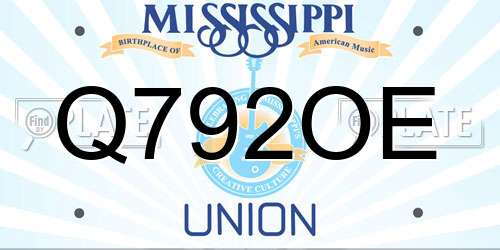 Q792OE Mississippi License Plate
