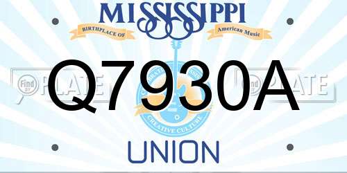 Q7930A Mississippi License Plate