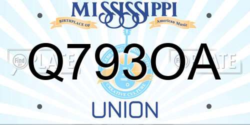 Q793OA Mississippi License Plate