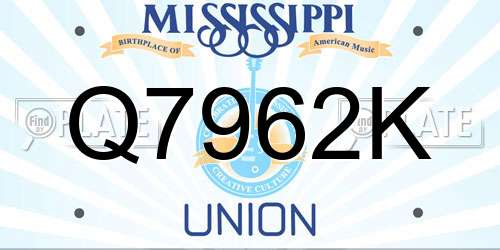 Q7962K Mississippi License Plate
